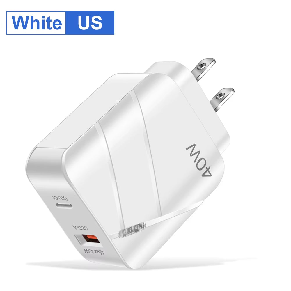 40W PD USB C Charger Quick Charge QC 3.0 Wall Charger Adapter for Iphone 14 13 Samsung Xiaomi USB Charger Fast Charging
