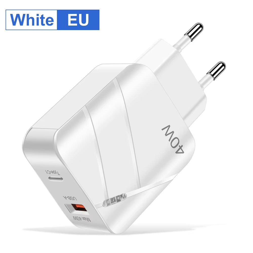 40W PD USB C Charger Quick Charge QC 3.0 Wall Charger Adapter for Iphone 14 13 Samsung Xiaomi USB Charger Fast Charging