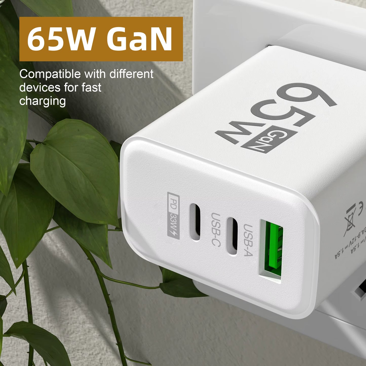 65W Gan USB Charger Fast Charging Quick Charger3.0 Travel Charger for Iphone 15 Samsung Xiaomi Mobile Phone Adapter EU US Plug
