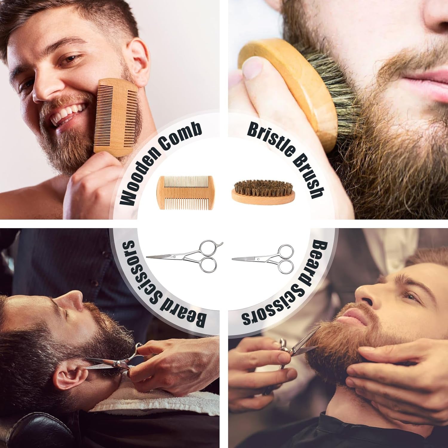 Bartpflege Set Für Männer, Geschenke Für Männer, Bart Geschenk  Geschenke Beard Set 60ML Bartshampoo, 30ML Bartöl, 2 Bartschere, Balsam, Bürste, Kamm, Tasche, Bartschneider Kamm