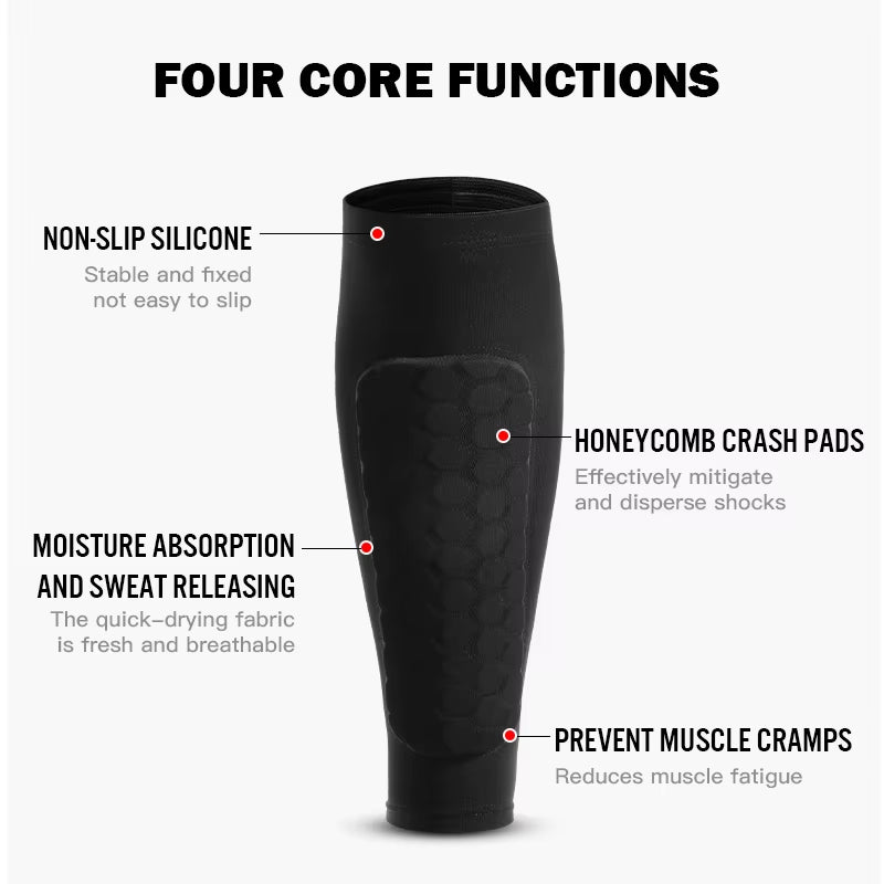 Leg Sleeves Shin Guards Shockproof Honeycomb Nylon Support Sock Shin Protector Soccer Gear Soccer Shields Sports Legging