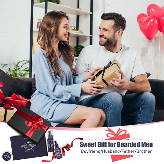 Bartpflege Set Für Männer, Geschenke Für Männer, Bart Geschenk  Geschenke Beard Set 60ML Bartshampoo, 30ML Bartöl, 2 Bartschere, Balsam, Bürste, Kamm, Tasche, Bartschneider Kamm