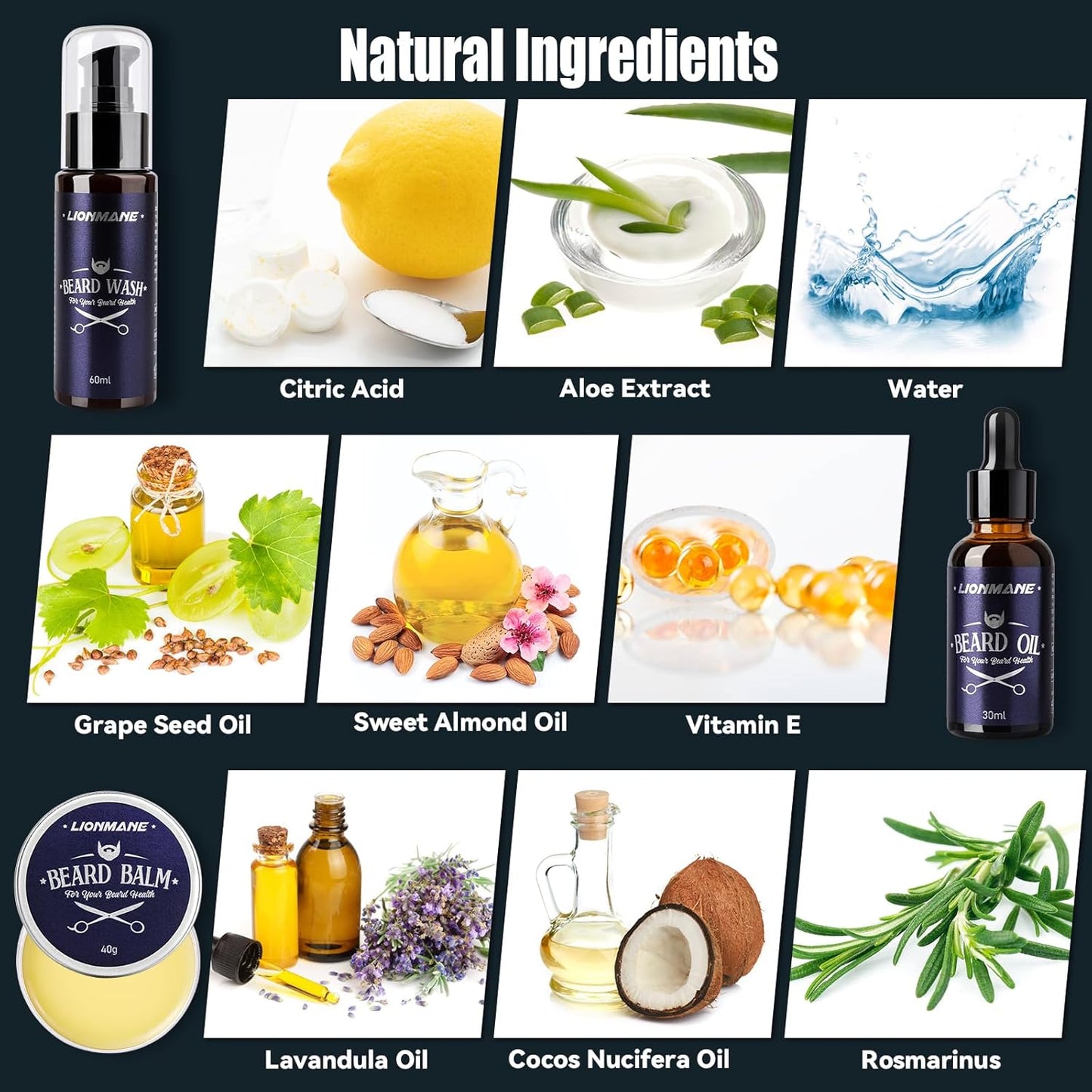 Bartpflege Set Für Männer, Geschenke Für Männer, Bart Geschenk  Geschenke Beard Set 60ML Bartshampoo, 30ML Bartöl, 2 Bartschere, Balsam, Bürste, Kamm, Tasche, Bartschneider Kamm