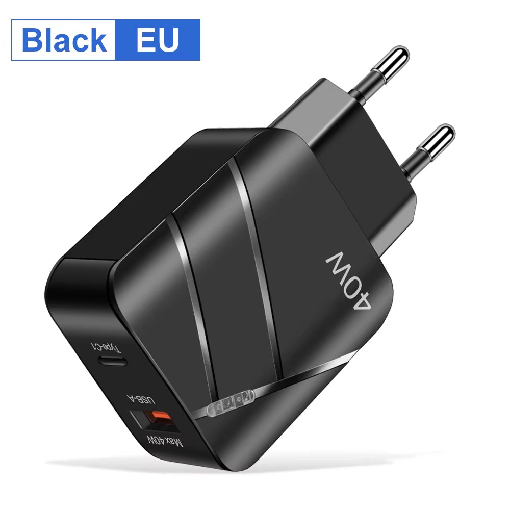 40W PD USB C Charger Quick Charge QC 3.0 Wall Charger Adapter for Iphone 14 13 Samsung Xiaomi USB Charger Fast Charging