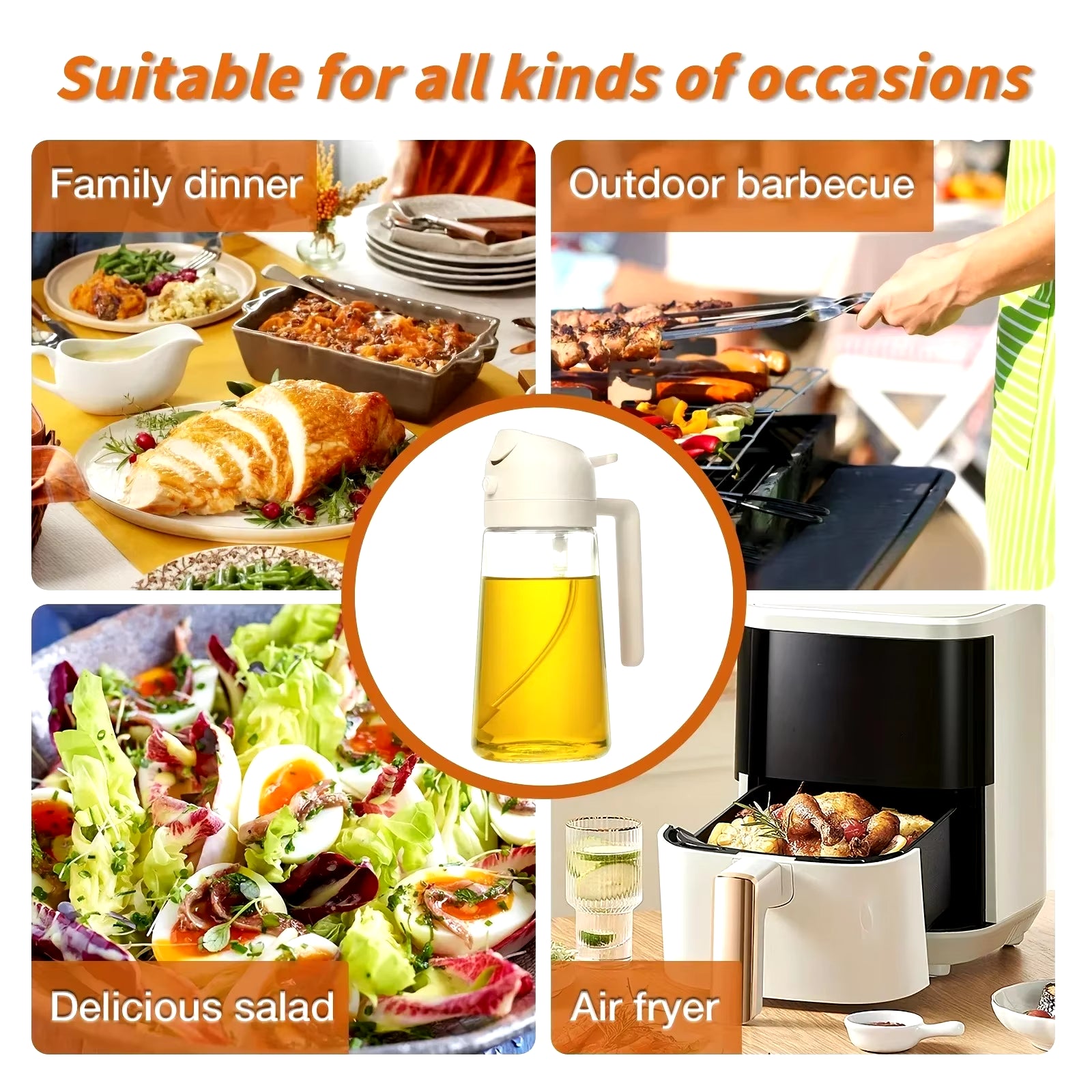Press Type Glass Oil Spray Oil Bottle Spray Oil Dispenser Oil Jar BBQ Kitchen Baking Roasting Picnic Kitchen Toolglass Oil Spray