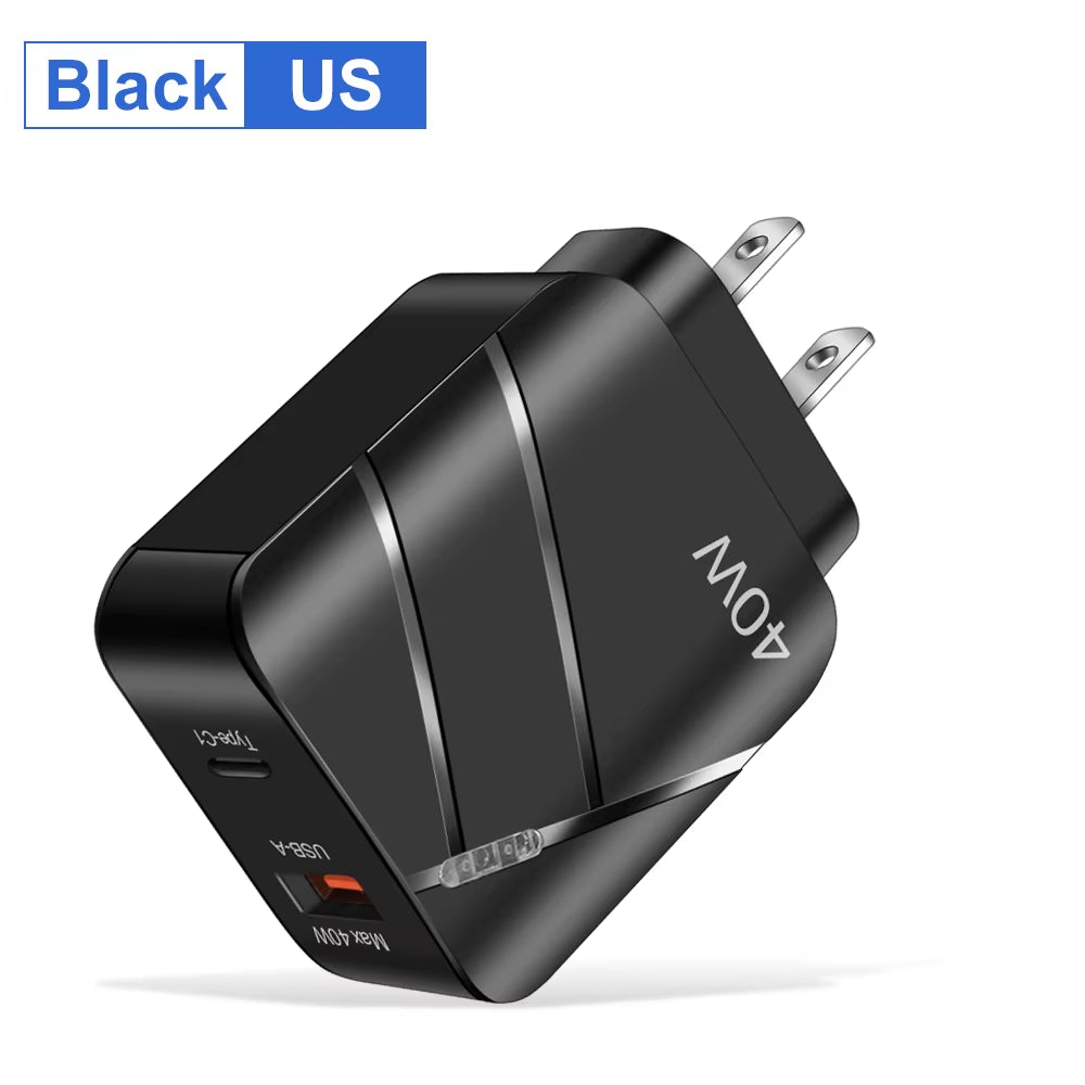 40W PD USB C Charger Quick Charge QC 3.0 Wall Charger Adapter for Iphone 14 13 Samsung Xiaomi USB Charger Fast Charging